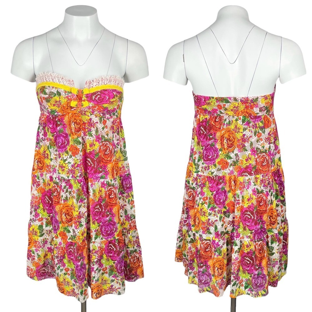 BETSEY JOHNSON Vintage Floral Swim Dress Sz Small